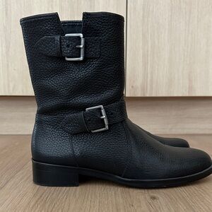 J. Crew Biker Black Pebbles Leather Moto Boots - Size 7 - EUC